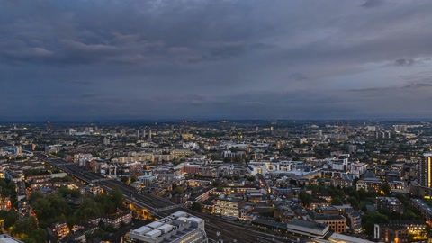 River and bridge cityscape at dusk — Stillmotion