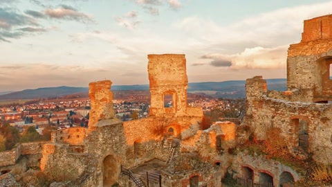 Ruined stone castle on hillside — Stillmotion