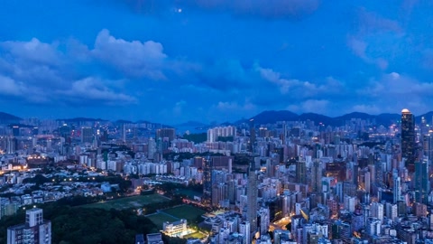 City skyline with skyscrapers at dusk — Stillmotion