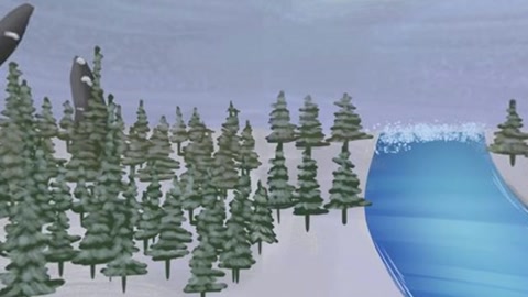 Snowy forest with winding river — Stillmotion