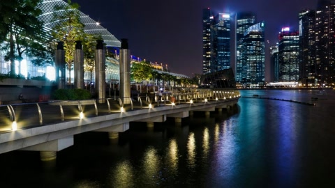 Night canal city lights — Stillmotion
