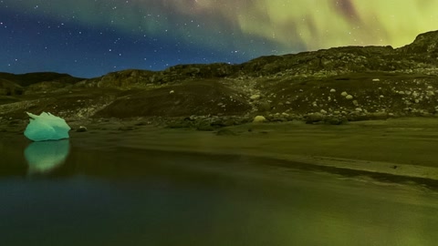 Glowing aurora over icy lake — Stillmotion