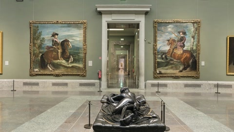 Museum gallery with framed paintings — Stillmotion