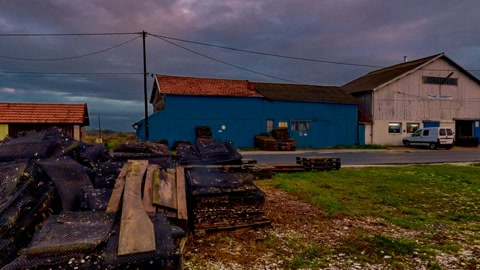 Fishing village with canal and boats — Stillmotion