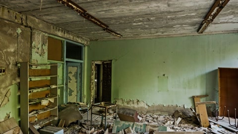 Abandoned storage room with broken shelves — Stillmotion