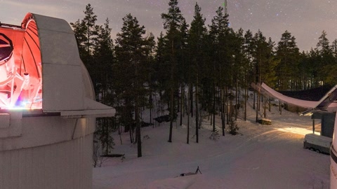 Night sky over observatory domes — Stillmotion