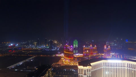 Aerial night city skyline — Stillmotion