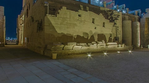 Illuminated ancient temple ruins — Stillmotion