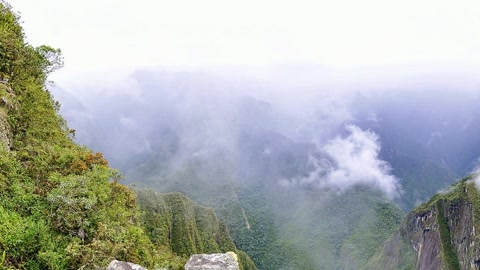 Mountain ruins above clouded valley — Stillmotion