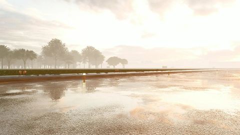 Airport apron with wet runway — Stillmotion