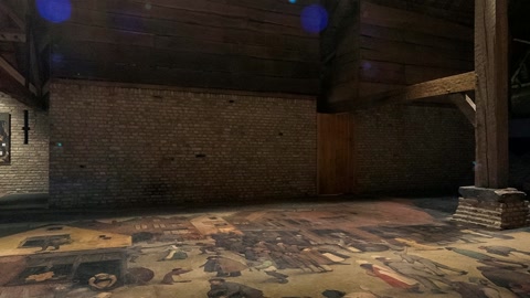Interior mural hall with wooden beams — Stillmotion