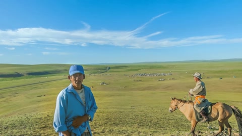 Tundra plain with riders and horses — Stillmotion