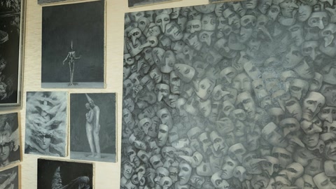 Art-filled interior room with wall sketches — Stillmotion