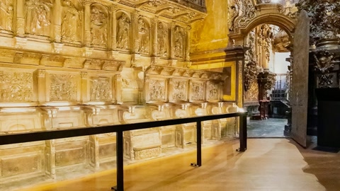 Ornate carved burial chamber interior — Stillmotion