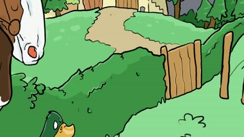 Cartoon horses on green hills — Stillmotion