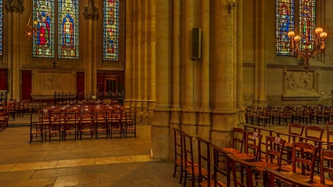 Cathedral interior with stained glass windows — Stillmotion