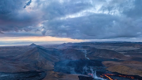 Volcanic lava field at sunset — Stillmotion
