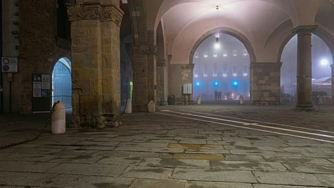 Foggy stone church interior — Stillmotion