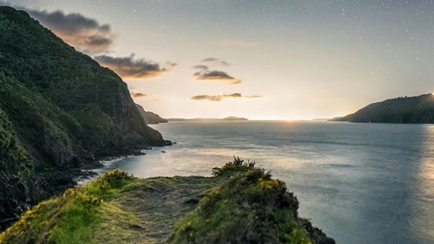 Night coastal cliffs and sea — Stillmotion
