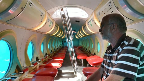 Submarine cabin interior with control panels — Stillmotion