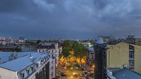 Historic city architecture under cloudy skies — Stillmotion