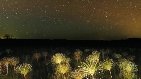 Starry night over grassland — Stillmotion