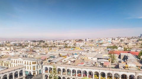 Historic aqueduct and city skyline — Stillmotion