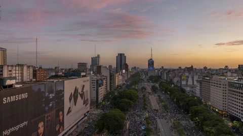 Downtown city skyline at dusk — Stillmotion