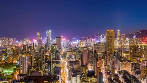 Night city skyline with skyscrapers — Stillmotion