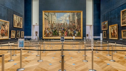 Indoor museum gallery of framed paintings — Stillmotion
