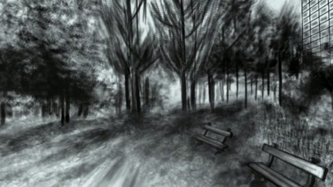 Park lake with benches and trees — Stillmotion