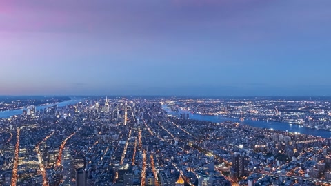 Aerial harbor city at sunset — Stillmotion