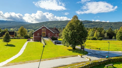 Formal garden with wooden church — Stillmotion