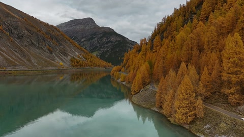 Natural canal through autumn mountains — Stillmotion