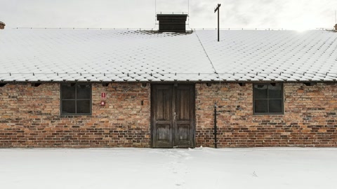 Birkenau, Auschwitz II, baracks in winter, Poland — Stillmotion
