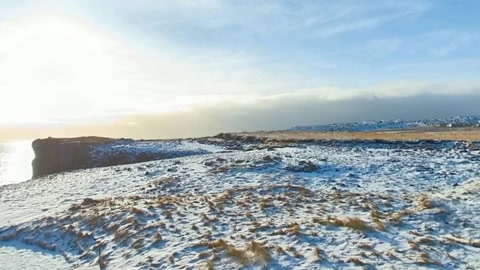 Snowy coastal cliffs and mountains — Stillmotion