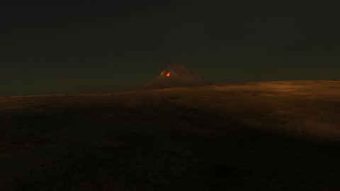 Night volcanic landscape with glowing eruptions — Stillmotion