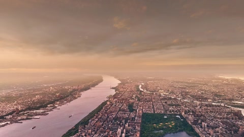 Aerial cityscape at sunset — Stillmotion