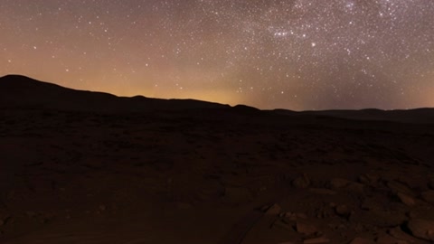 Mars rover in rocky desert night — Stillmotion