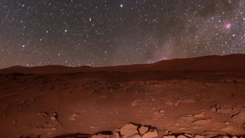 Mars rover beneath starry night sky — Stillmotion