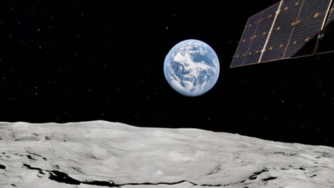 Moon orbiting spacecraft at night — Stillmotion