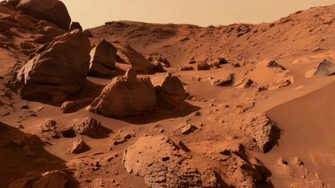 Rocky desert terrain with rover machinery — Stillmotion