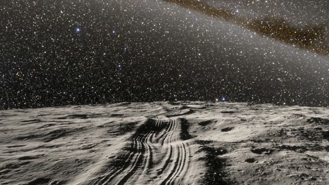 Cratered lunar surface under starry sky — Stillmotion