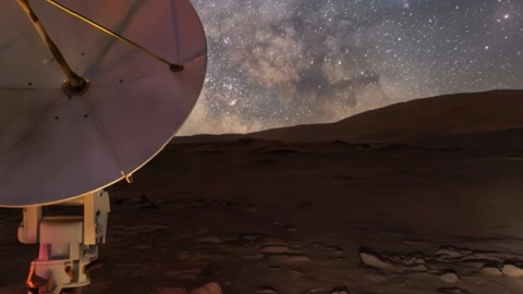 Night desert with satellite antenna — Stillmotion