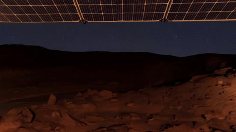 Night Mars rover on rocky terrain — Stillmotion
