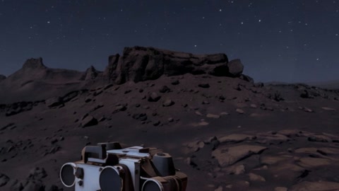 Night sky over rocky alien terrain — Stillmotion