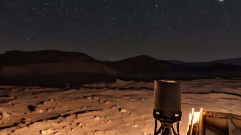 Martian rover on rocky desert at night — Stillmotion