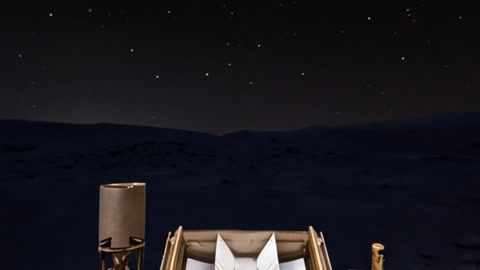 Nighttime rocky landscape with rover equipment — Stillmotion