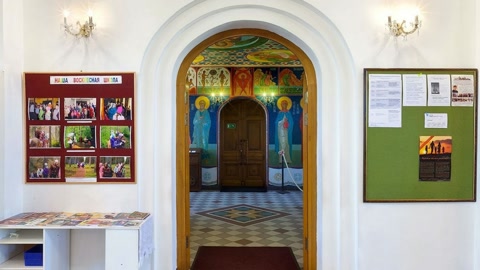 Church entrance hall with icons — Stillmotion