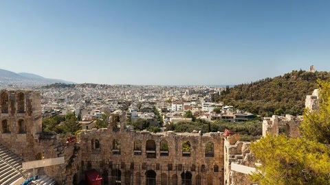 Ancient amphitheater ruins on hillside — Stillmotion